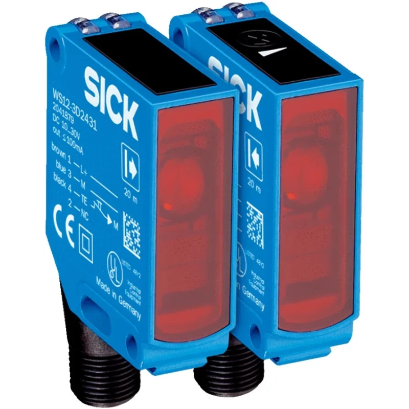 SICK Through Beam Photoelectric Sensor Block Style 0 to 20 m Detection Range NPN Output Metal Housing IP66 IP67 WSE12-3N2431