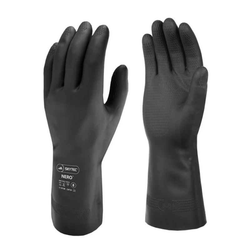 Skytec Nero Black Cotton Gloves Size 10 Latex Coating Protective Work Glove SKY87