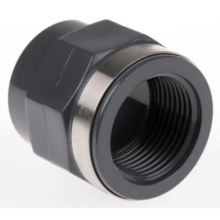 Georg Fischer Plastic Pipe Fitting Straight Push-in Socket 1 in Female PVC 45mm Length 721911008