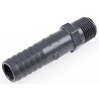 Georg Fischer Hose Connector 20 mm ID BSPT Male Thread Maximum Pressure 10 Bar 721960706