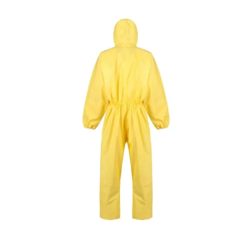 Skytec Disposable Yellow Coverall with Hood, Size L, Chest Size 42.51 in, Chemical Resistant CDX1B/HX1500/YE3