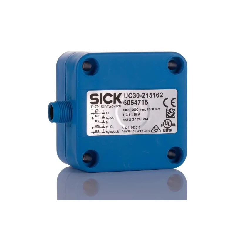 SICK Block Ultrasonic Proximity Sensor M12 Thread Size, 6 m Detection Range, 200mA Switching Current, PNP UC30-215162
