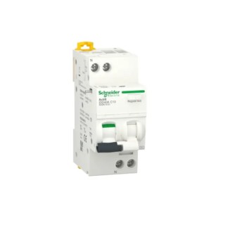 Schneider Electric Residual Current Circuit Breaker with Overload Protection, 10A Current Rating, 1-Pole, 30 mA Trip A9DK1610