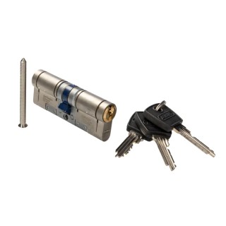 ABUS Brass Euro Cylinder Lock, Nickel Finish, Overall Length 80mm 91338