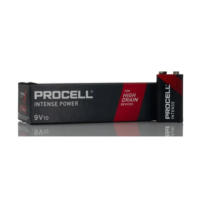Duracell Procell Intense Alkaline 9V Battery 628mAh 48.5mm x 17.5mm Snap Termination 10 Pack 5000394137097