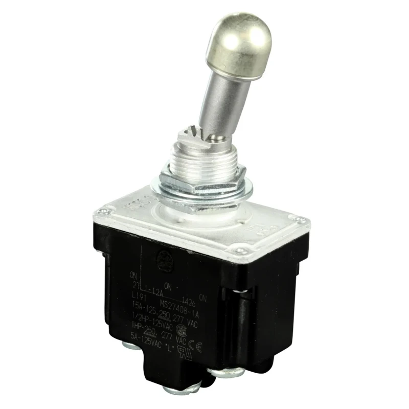 Honeywell Technologies Toggle Switch, Bushing Mount, Latching, DPDT, Screw Terminal, 28 V dc, 125 V ac 2TL1-12A