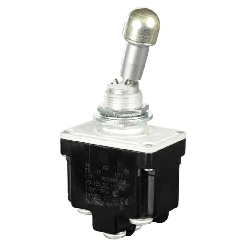 Honeywell Technologies Toggle Switch, Bushing Mount, Latching, DPDT, Screw Terminal, 28 V dc, 125 V ac 2TL1-1P