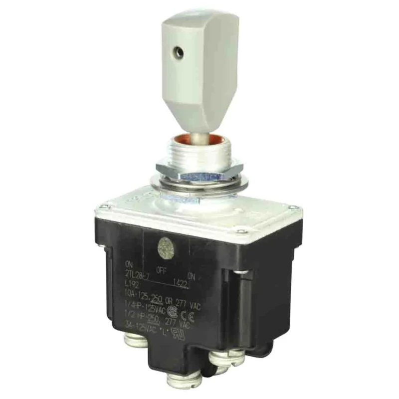 Honeywell Technologies Toggle Switch, Bushing Mount, On-Off-On, DPDT, Screw Terminal, 28 V dc, 125 V ac 2TL28-1