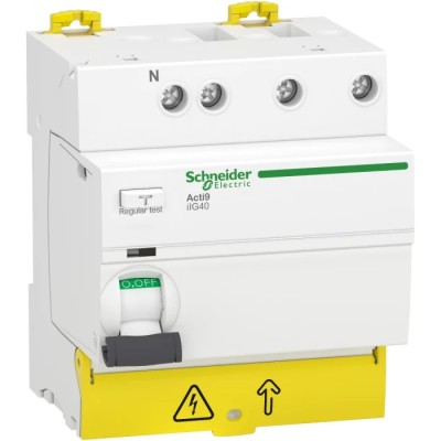 Schneider Electric Acti9 iIG40 Series Residual Current Circuit Breaker 63A, 3+N-Pole, 30mA, Type AC, 1500A, 415V A9R67763