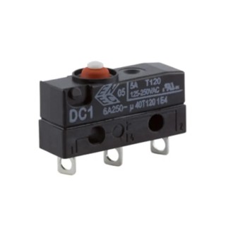 ZF Button Micro Switch with Solder Terminal, 6A Current, 250V AC Voltage, SPDT Contact, IP6K7 Protection DC1C-A1AA
