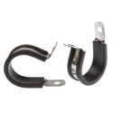 JCS P-Clip 25 mm Closed Inside Diameter Black Rubber Coated 304 Stainless Steel PCSR25RS