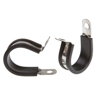 JCS P-Clip 25 mm Closed Inside Diameter Black Rubber Coated 304 Stainless Steel PCSR25RS