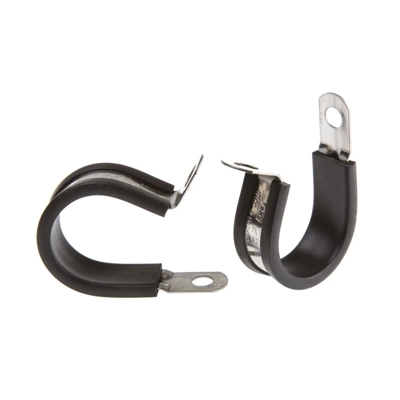 JCS P-Clip 25 mm Closed Inside Diameter Black Rubber Coated 304 Stainless Steel PCSR25RS