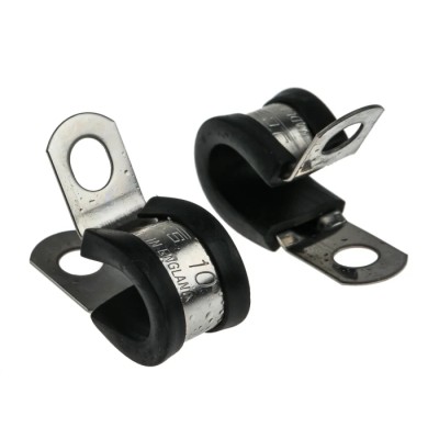 JCS 8 mm ID Black Rubber Coated 304 Stainless Steel P-Clip PCSR8RS