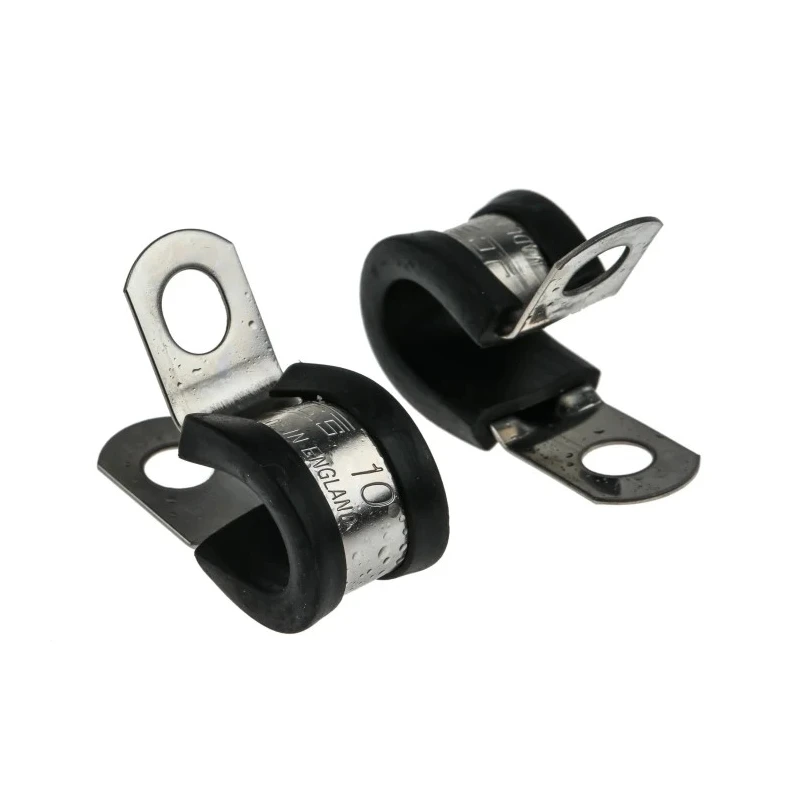 JCS 8 mm ID Black Rubber Coated 304 Stainless Steel P-Clip PCSR8RS