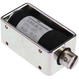 Mecalectro 8.M14 02 73 12 VCC 100% Linear Solenoid 24V DC 57.7 mm Length 32 mm Width 25.4 mm Depth