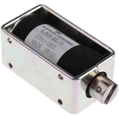 Mecalectro 8.M14 02 73 12 VCC 100% Linear Solenoid 24V DC 57.7 mm Length 32 mm Width 25.4 mm Depth