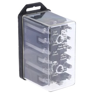 RS PRO Torx Screwdriver Bit Set 16 Pieces, S2 Steel, Sizes T20 to T55, 75mm Length, 1/2 in Drive 213-0945