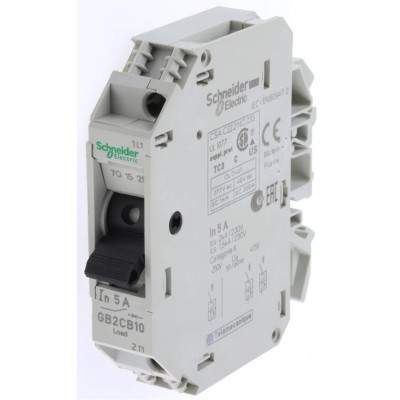 Schneider Electric TeSys GB2 Thermal Circuit Breaker 5A Current Rating 1-Pole DIN Rail Mount GB2CB10