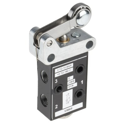 Norgren Roller Pneumatic Manual Control Valve S666 Series, G 1/8, 3/2 Function, 10 bar, 197L/min Flow Rate, Die S/666/83/R