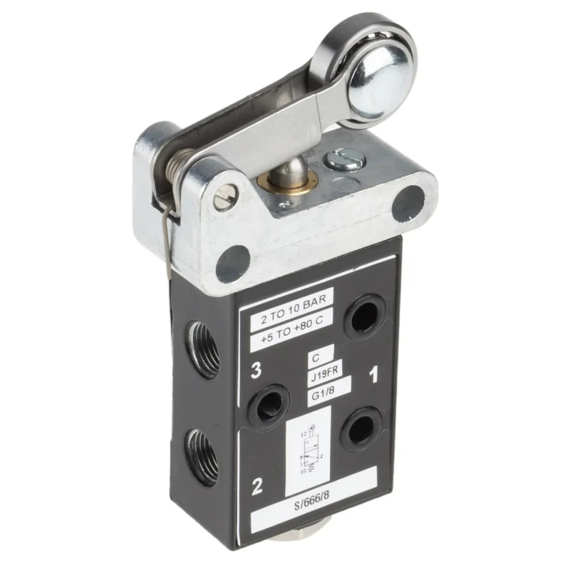 Norgren Roller Pneumatic Manual Control Valve S666 Series, G 1/8, 3/2 Function, 10 bar, 197L/min Flow Rate, Die S/666/83/R