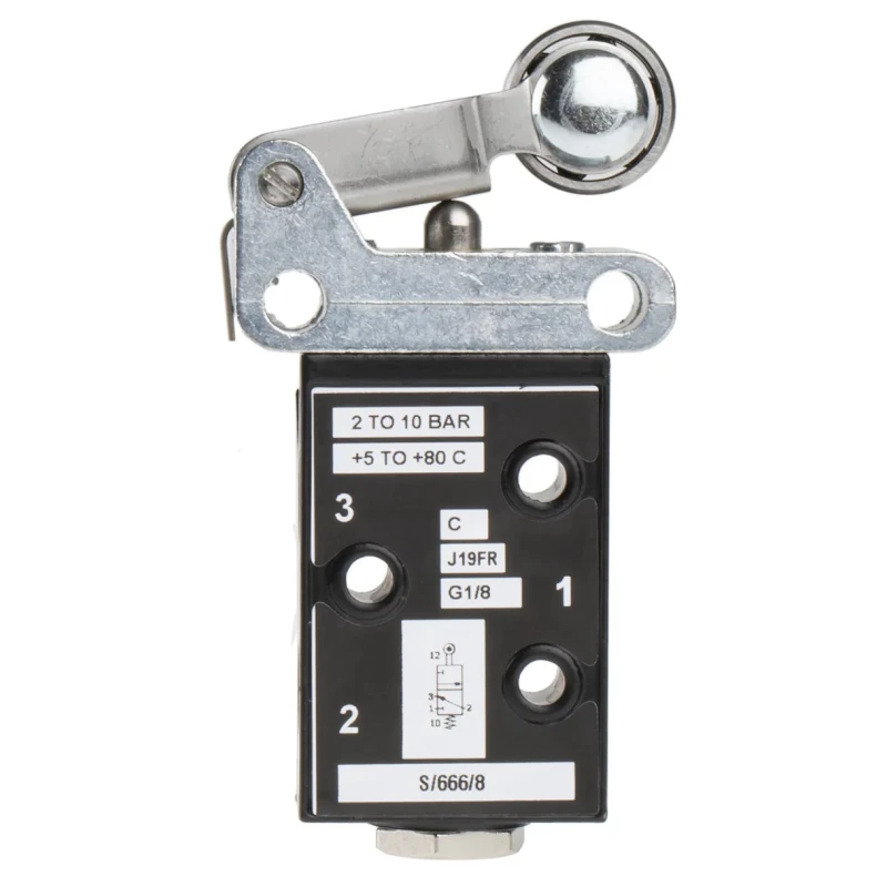 Norgren Roller Pneumatic Manual Control Valve S666 Series, G 1/8, 3/2 Function, 10 bar, 197L/min Flow Rate, Die S/666/83/R