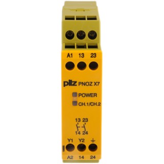 Pilz Safety Relay PNOZ X7, 230V AC, 2 Safety Contacts, 1 Auxiliary Contact, DIN Rail Mount 774056