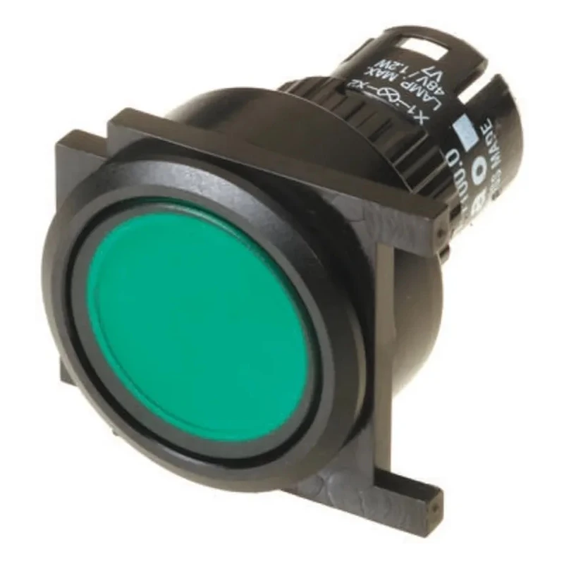 EAO 61 Series Green Latching Flush Mount Push Button Head 30mm Diameter IP65 Protection IP65