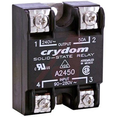 Crydom 1 Series Solid State Relay, 50 A Load Current, Panel Mount, 280 Vrms Load Voltage, 280Vrms Control A2450PG