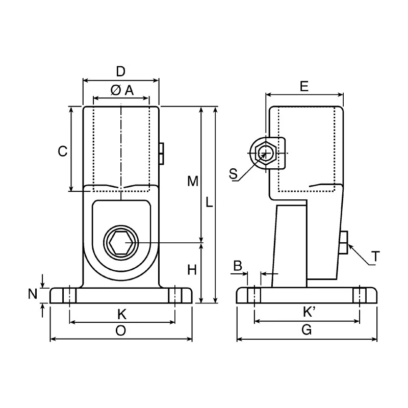 Rose+Krieger M8 Hinge Clamp Connecting Component, Strut Profile 50 mm, Round Tube Size 50.2 mm 185000020200