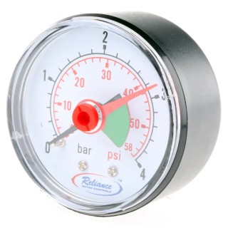 RS PRO 50 mm 1/4 in BSP Back Entry ABS Case Pressure Gauge 4 bar 120°C 389-0575