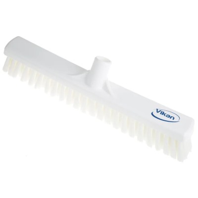 Vikan Broom White Push Broom with Polyethylene Terephthalate Bristles for Wet and Dry Areas 31795