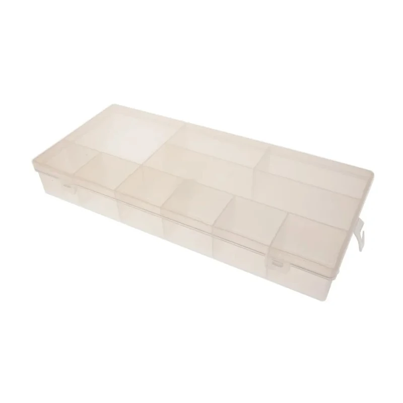 RS PRO 10 Cell Transparent Polypropylene Compartment Box 50 mm x 338 mm x 153 mm 435-0208