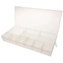 RS PRO 10 Cell Transparent Polypropylene Compartment Box 50 mm x 338 mm x 153 mm 435-0208