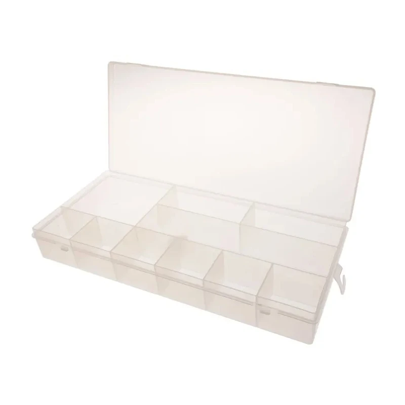 RS PRO 10 Cell Transparent Polypropylene Compartment Box 50 mm x 338 mm x 153 mm 435-0208