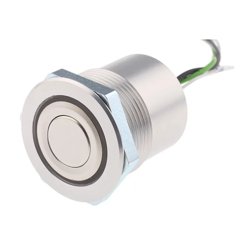 Schurter MCS 30 Series Illuminated Push Button Switch, Latching, Panel Mount, 22.2 mm Cutout, SPST, Green LED 1241.6401