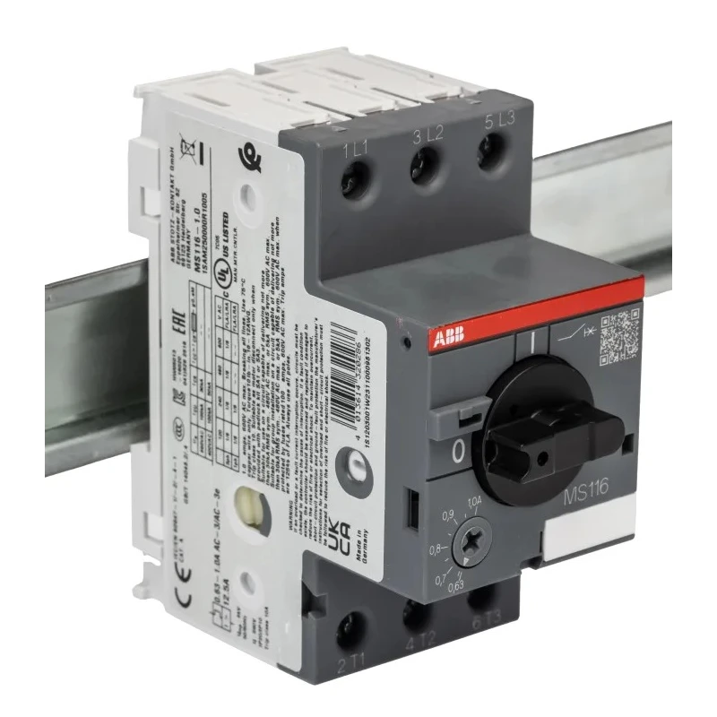 ABB Motor Protection Circuit Breaker 3 Poles 1A Current Rating 690V AC MS116 1SAM250000R1005 MS116-1.0