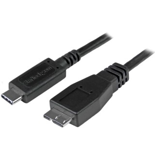 StarTech.com USB 3.1 Male USB 3.2 Type C to Male Micro USB Type B USB Cable Black 1m USB31CUB1M