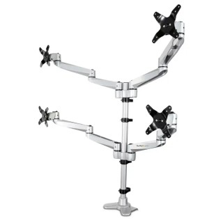 StarTech.com Silver Desk Mount Monitor Arm, 11kg Max Load, VESA 75x75 & 100x100, Height Adjustable to 910mm ARMQUADPS