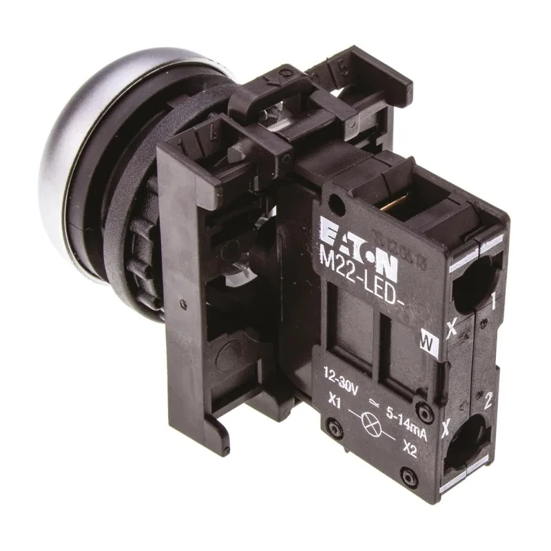 Eaton RMQ Titan M22 Series White Momentary Push Button Head, 22 mm Cutout, IP69K 78639206 M22-DL-W+M22-A+M22-LED-W