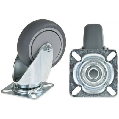 Tente Medium Duty Swivel Castor with Ball Bearing Hub, Rubber Wheel 125 mm Diameter, 100 kg Load Capacity 2470PJP125P50