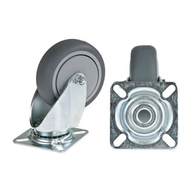 Tente Medium Duty Swivel Castor with Ball Bearing Hub, Rubber Wheel 125 mm Diameter, 100 kg Load Capacity 2470PJP125P50