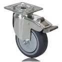 Tente Braked Swivel Castor with 75 kg Load Capacity, 75 mm Rubber Wheel, Pressed Steel Housing, Model 2477PJO075P40PFP