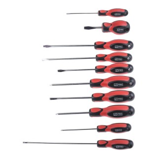 RS PRO Pozidriv and Slotted Standard Screwdriver Set with Soft-Grip Handles 10-Piece 459-3988