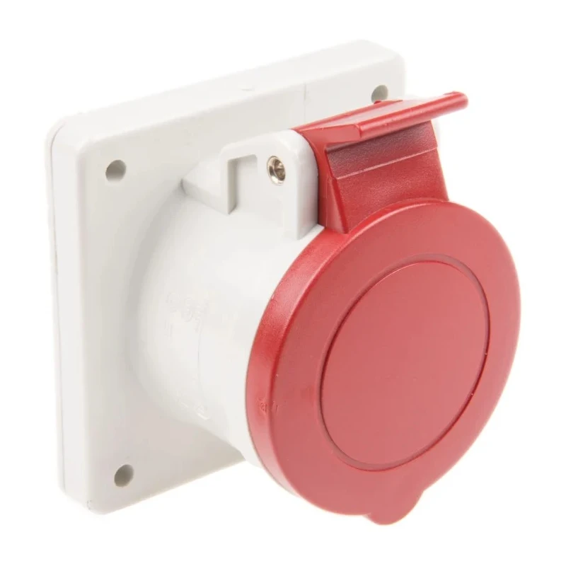 Scame Panel Mount Industrial Power Connector 2P+PE 16A 415V IP44 Red Optima IP44