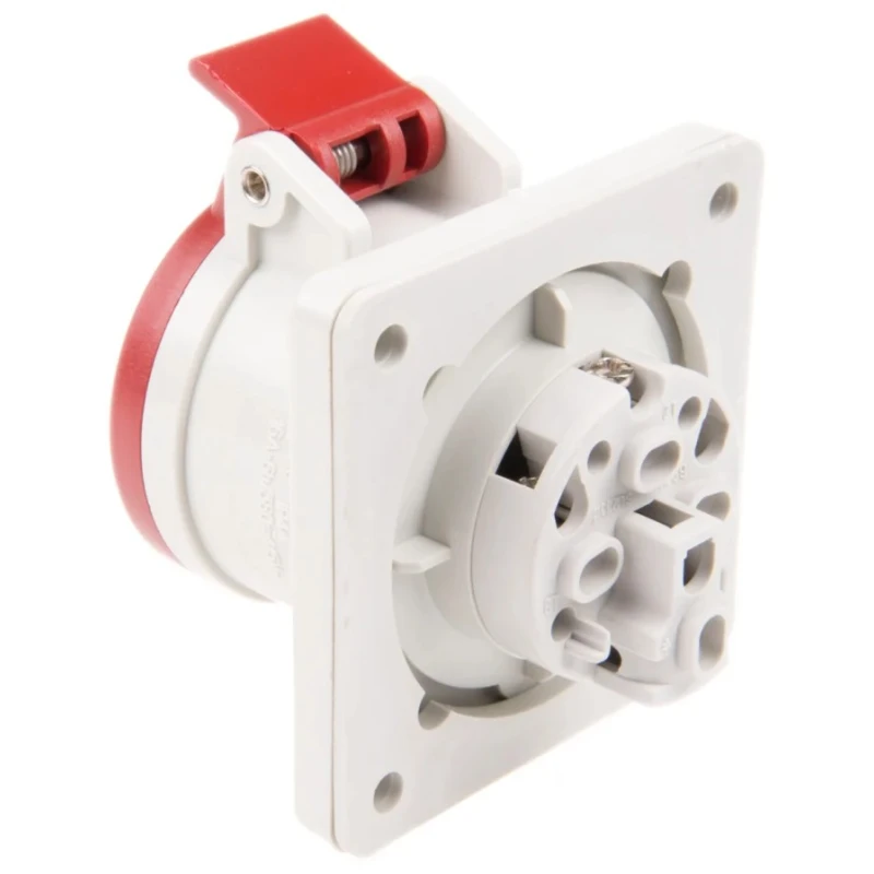 Scame Panel Mount Industrial Power Connector 2P+PE 16A 415V IP44 Red Optima IP44
