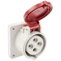 Scame Panel Mount Industrial Power Connector 2P+PE 16A 415V IP44 Red Optima IP44