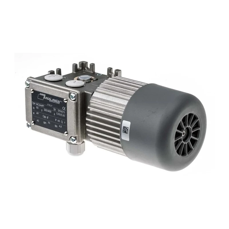 Mini Motor AC Geared Motor 3 Phase 230V, 400V, 49W, 24-Pole, 40:1 Worm Gearhead MC 244PT 40 B3