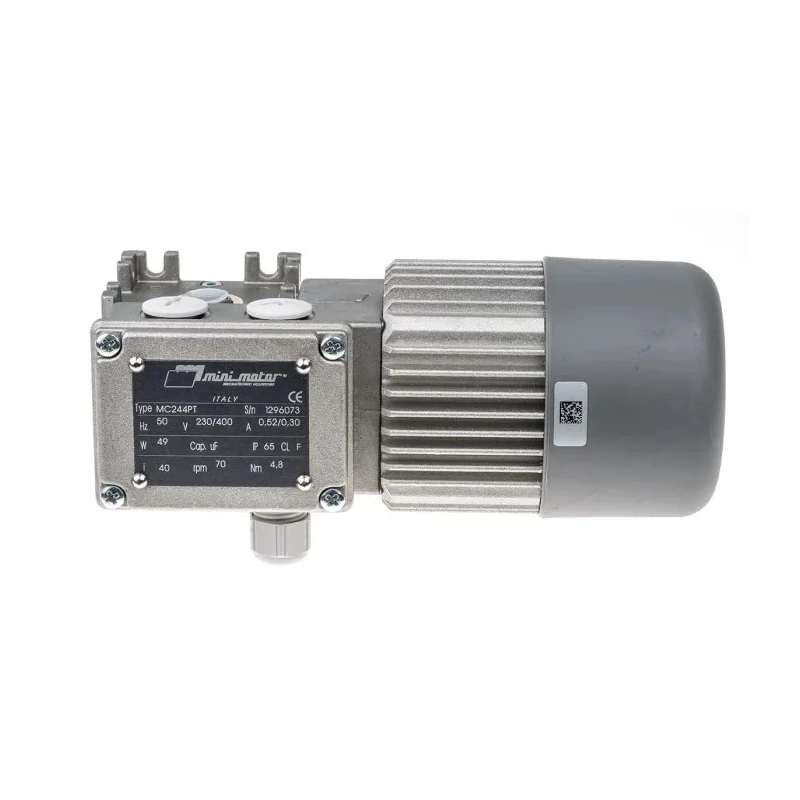 Mini Motor AC Geared Motor 3 Phase 230V, 400V, 49W, 24-Pole, 40:1 Worm Gearhead MC 244PT 40 B3