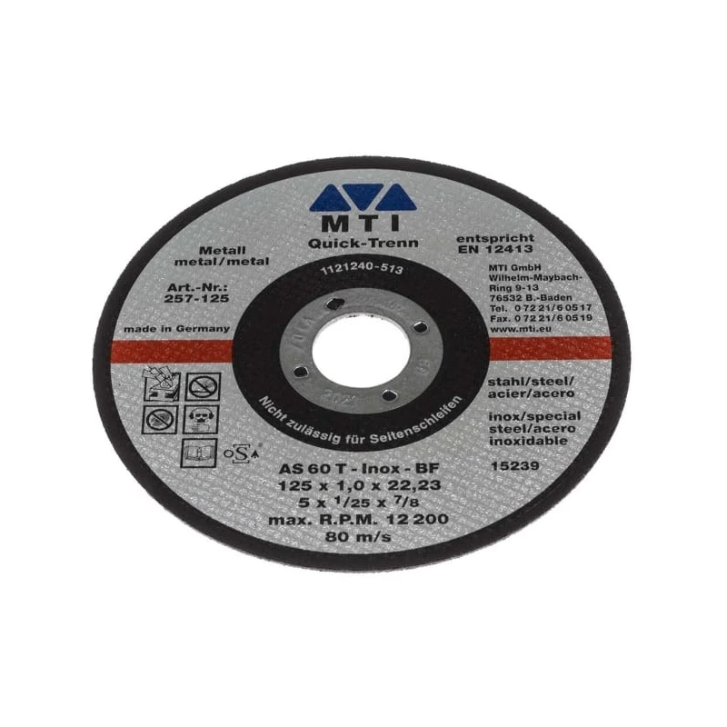 MTI Diamond Abrasive Cutting Disc 125 mm Diameter, P80 Grit 257-125